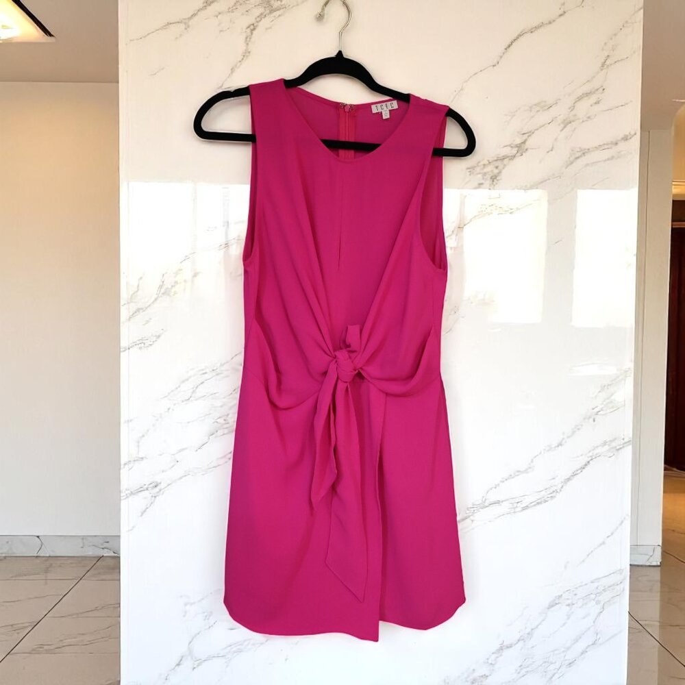 TCEC Hot Pink Tie-Front Romper Dress – Size M | Faux Wrap Overlay